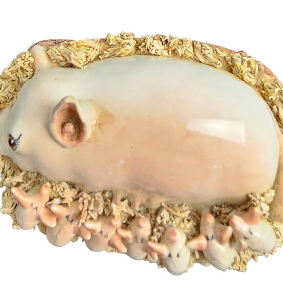 Vintage Original Ceramic Sculpture Basil‎ Matthews Mama w/Piglets Spaghetti Trim - Picture 7 of 9